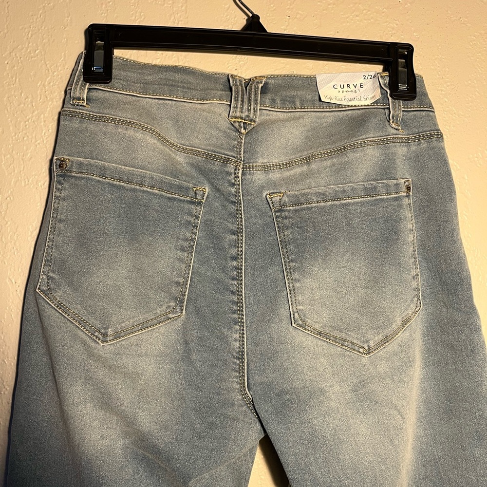Curve Appeal Blue Skinny High-Waisted Jeans SZ 2 Tummy Tucking Straight Leg NWT - Picture 8 of 16